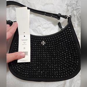 Tory Burch Emerson Crystal Shoulder Bag  (Black)  NWT